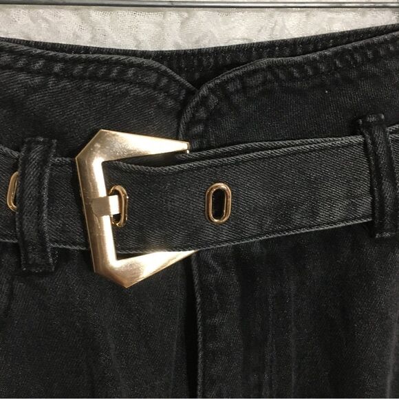 Cloud Ten NWT Black Denim Belted Wide Jeans Size Large - Picture 5 of 12